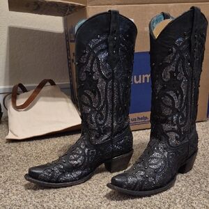Corral Black Glitter Inlay Boots